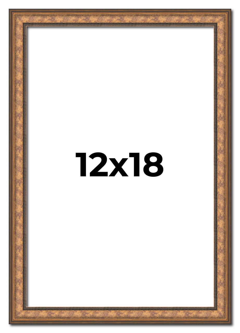 Slim Profile Gold Picture Frame - UV Acrylic, Foam Board Backing, Hanging Hardware